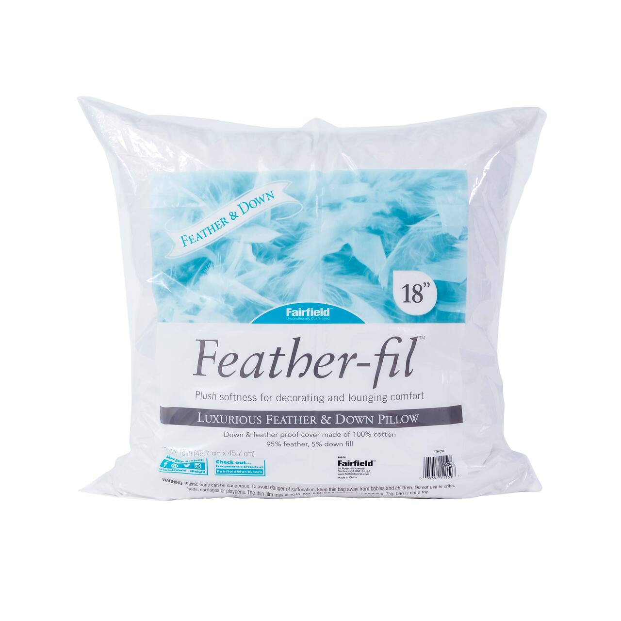Feather-fil® 6ct. Luxurious Feather & Down Pillow Inserts, 18" x 18"